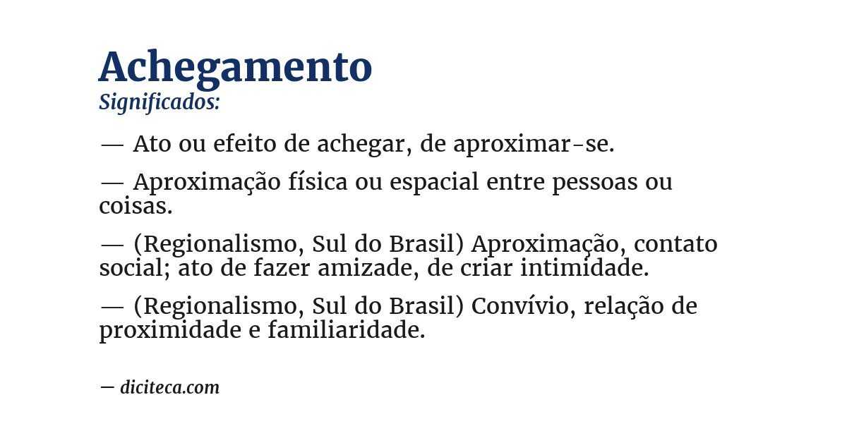Significado de achegamento