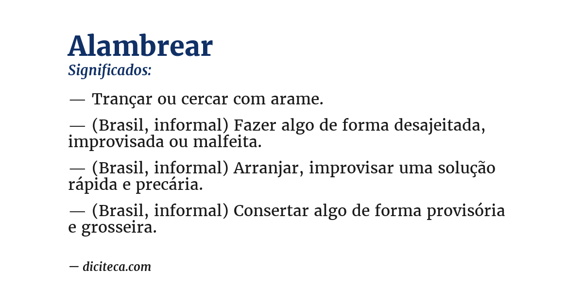 Significado de alambrear