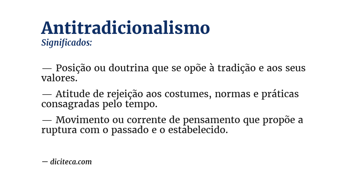 Significado de antitradicionalismo