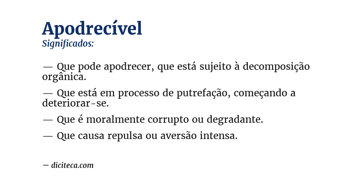 Significado de apodrecível