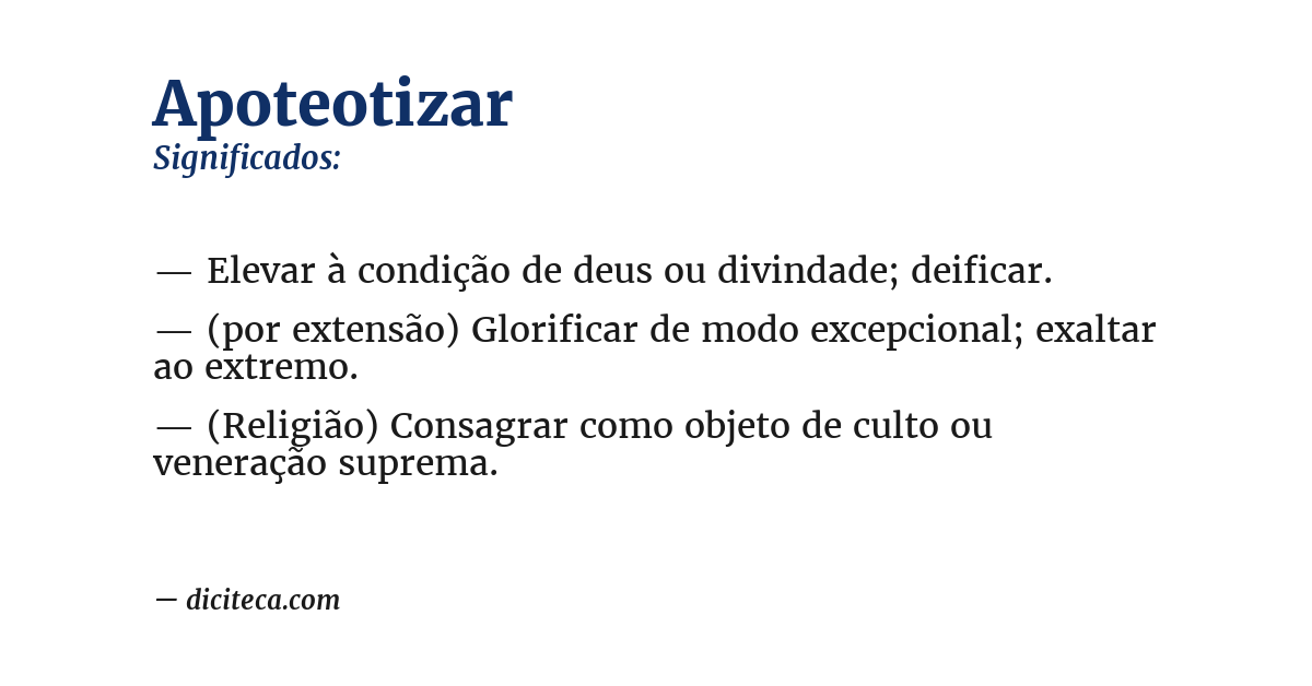 Significado de apoteotizar
