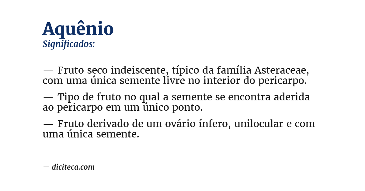 Significado de aquênio