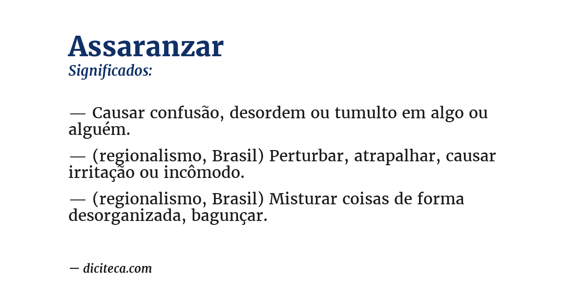 Significado de assaranzar