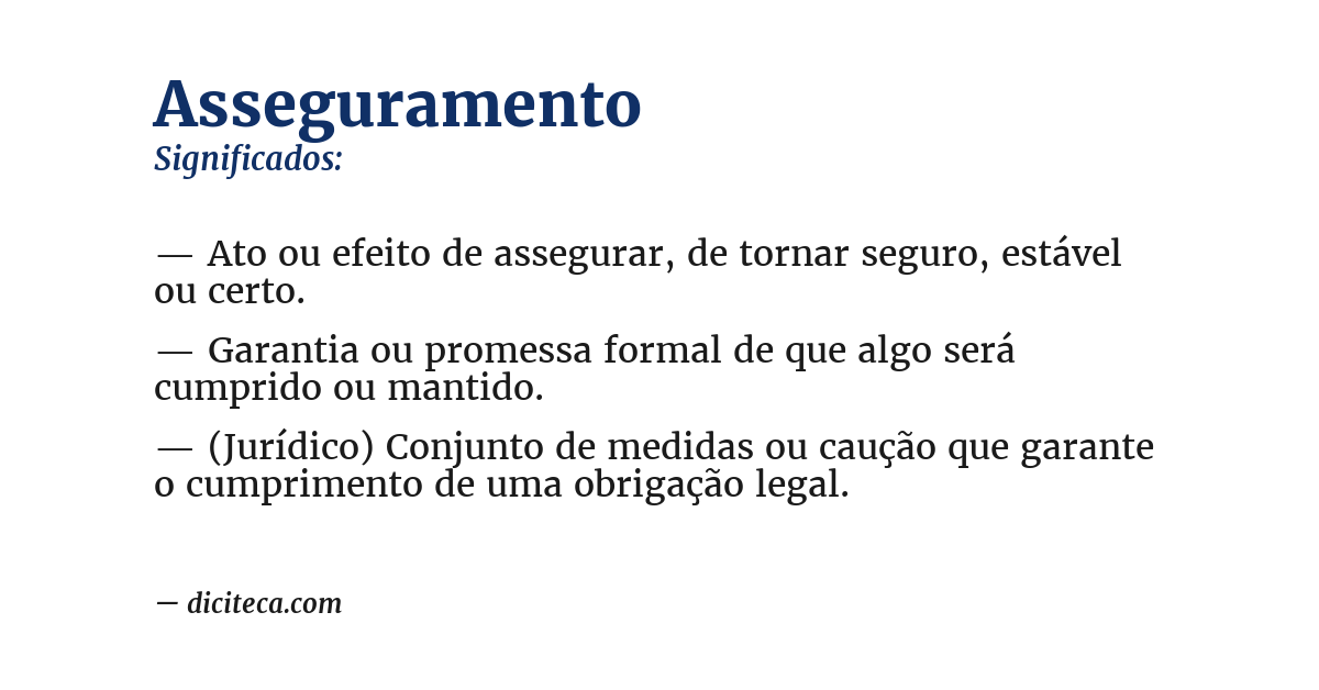 Significado de asseguramento