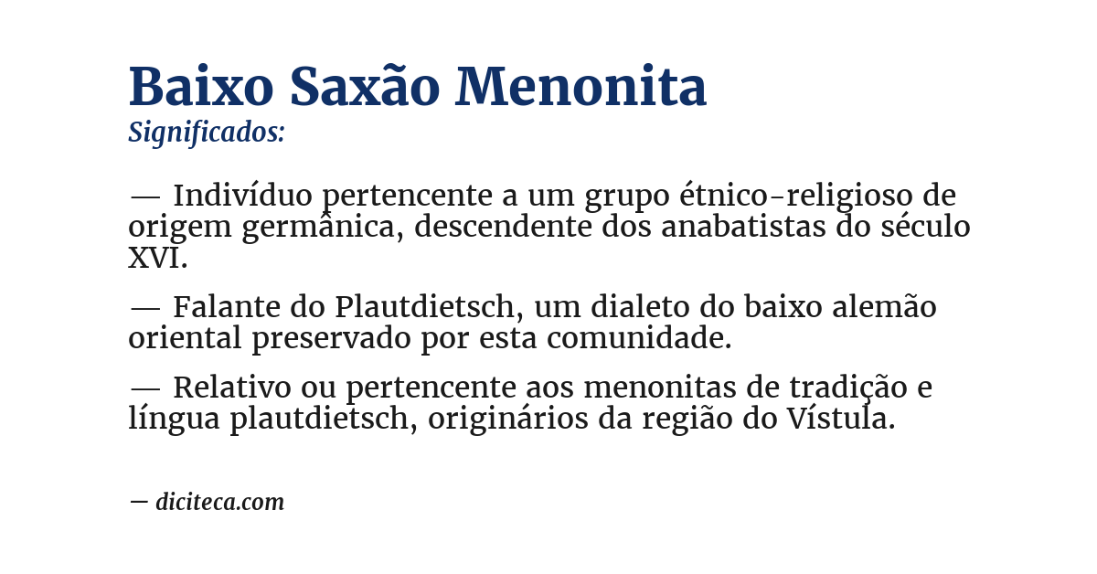 Significado de baixo saxão menonita