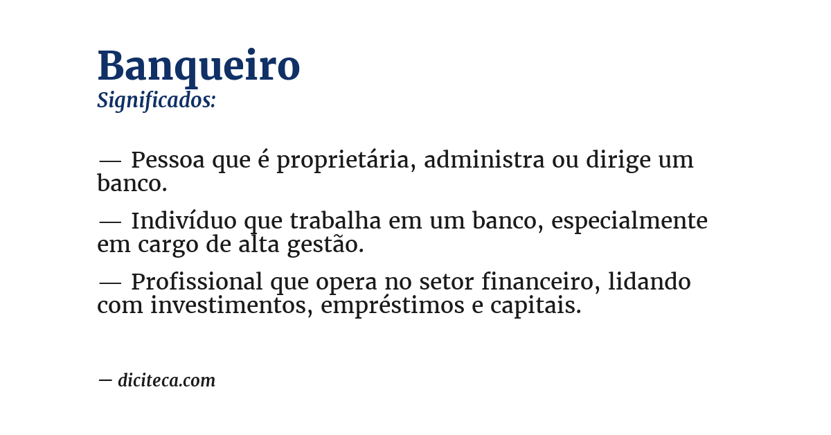Significado de banqueiro