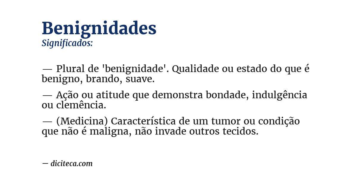 Significado de benignidades