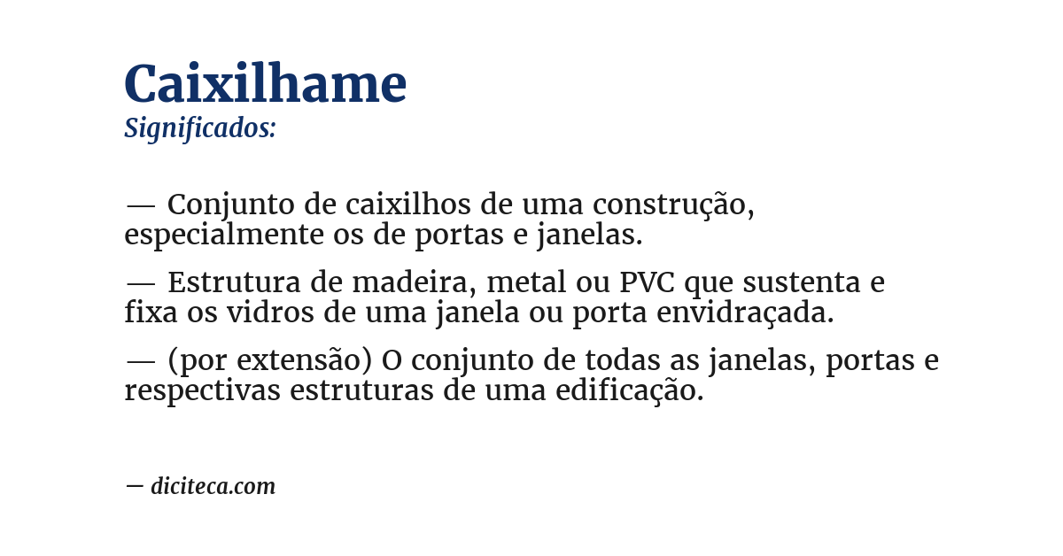 Significado de caixilhame