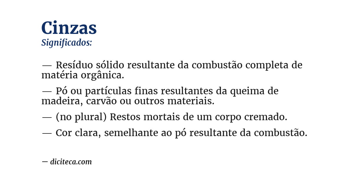 Significado de cinzas