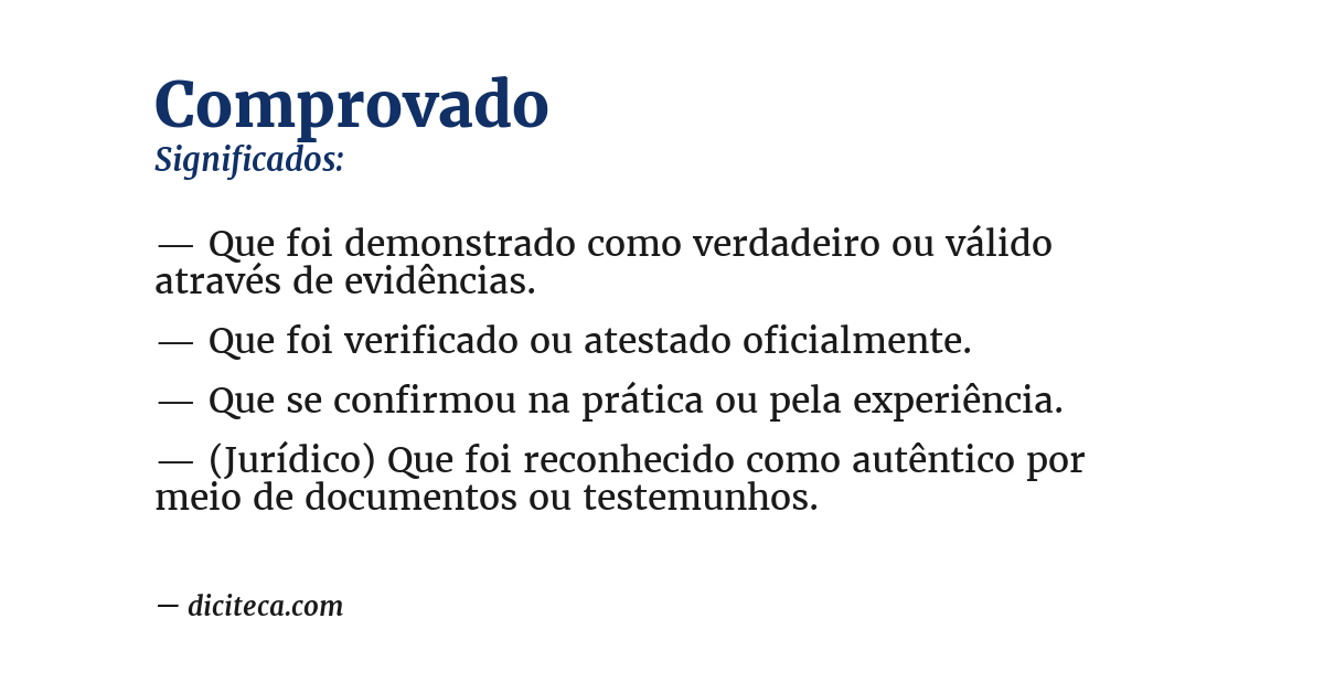 Significado de comprovado