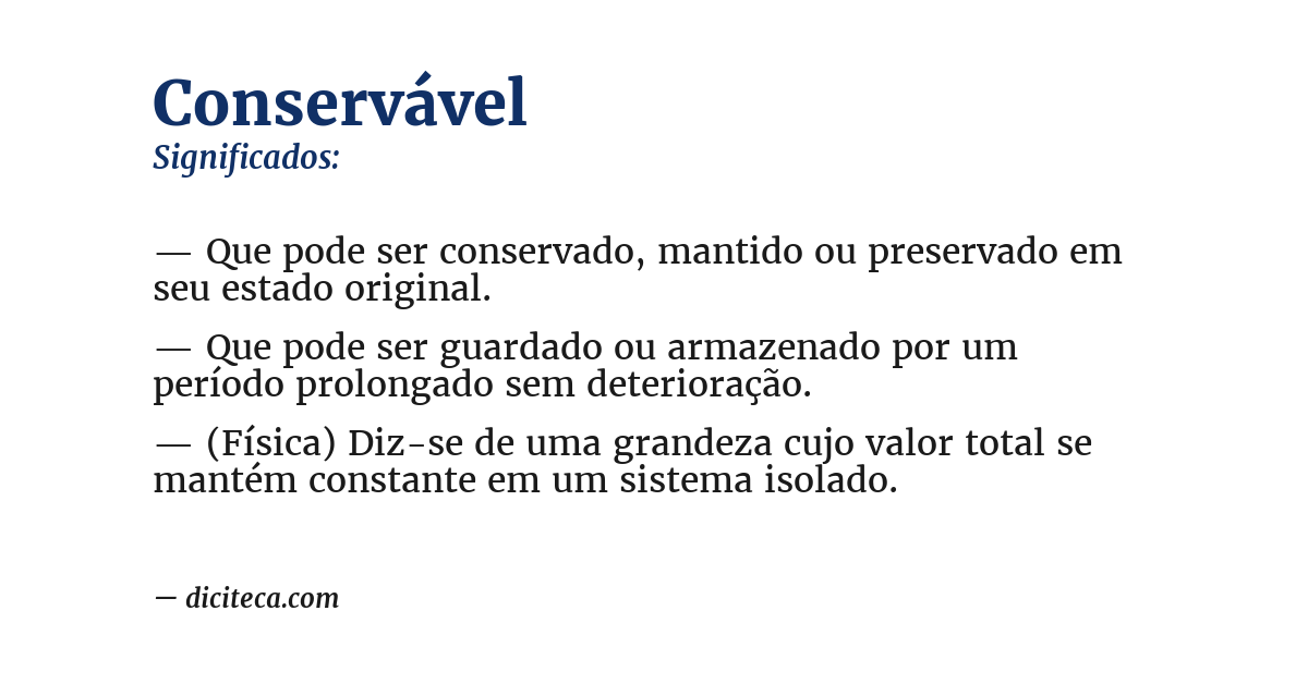 Significado de conservável