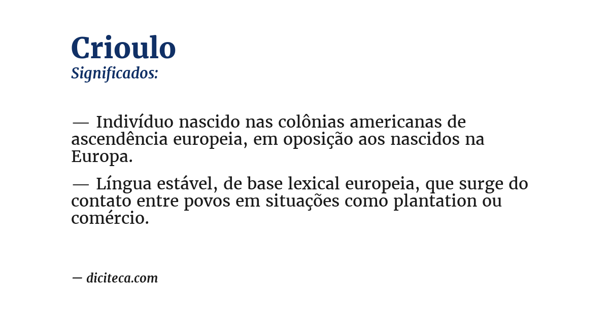 Significado de crioulo
