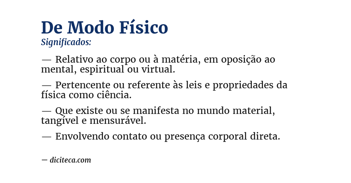Significado de de modo físico