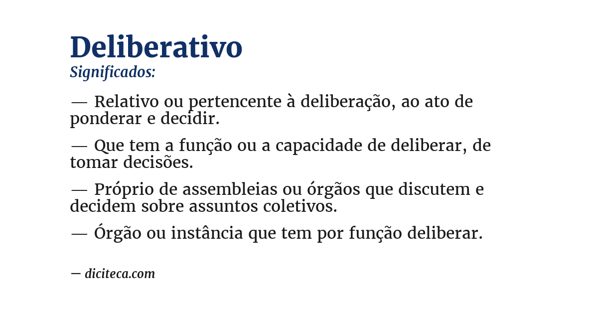 Significado de deliberativo