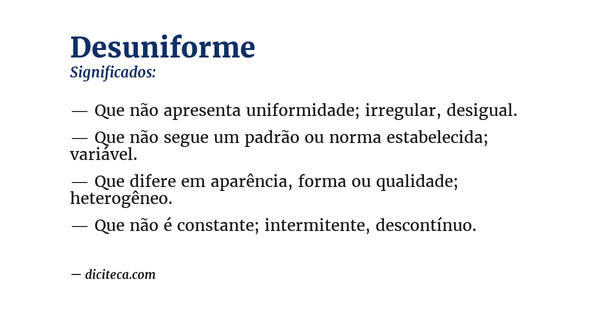 Significado de desuniforme