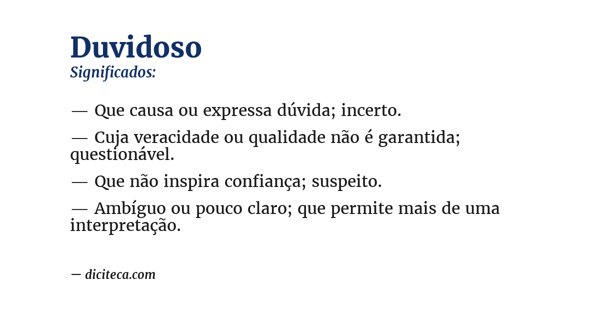 Significado de duvidoso