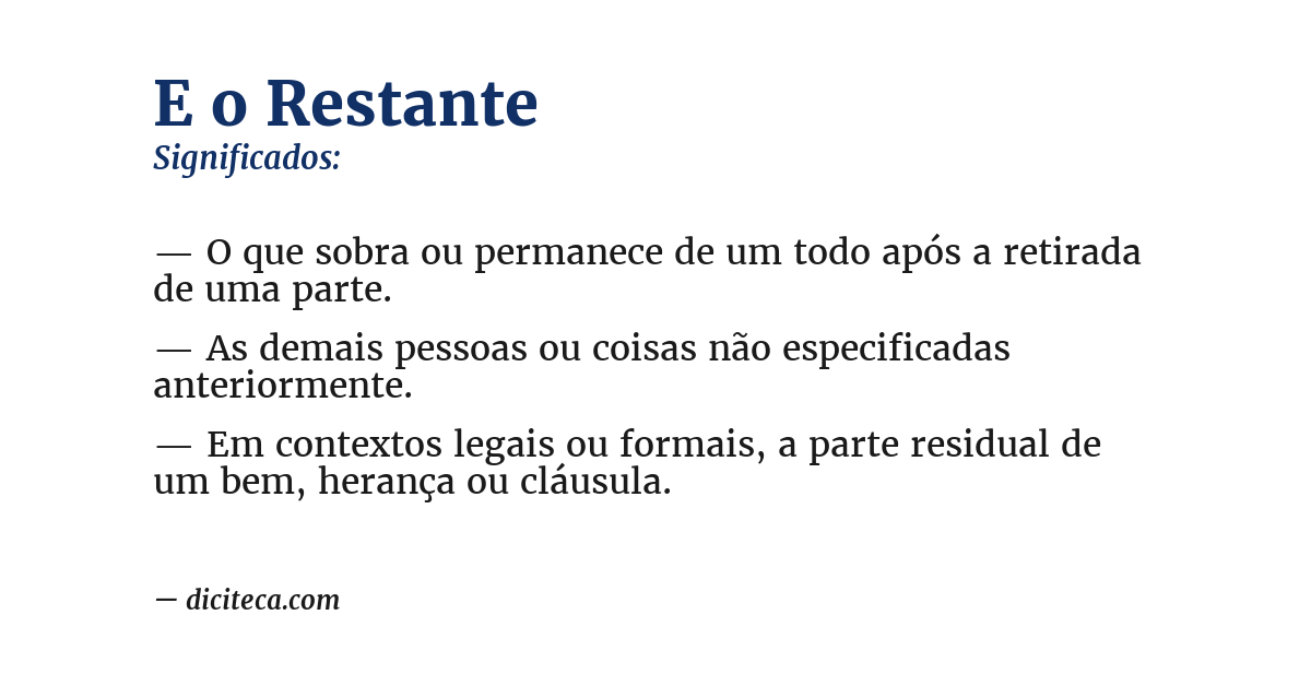 Significado de e o restante