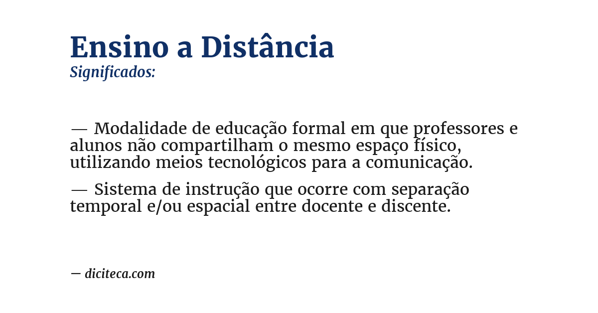 Significado de ensino a distância