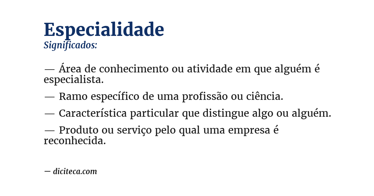 Significado de especialidade