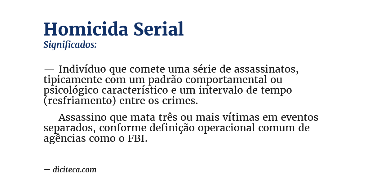 Significado de homicida serial