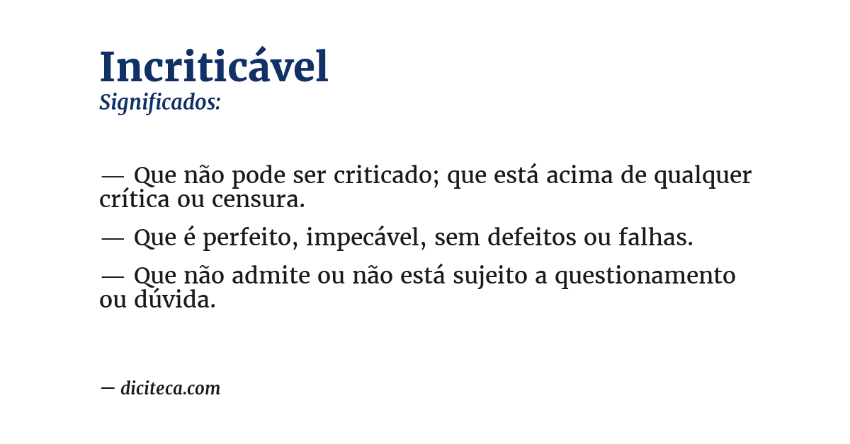 Significado de incriticável