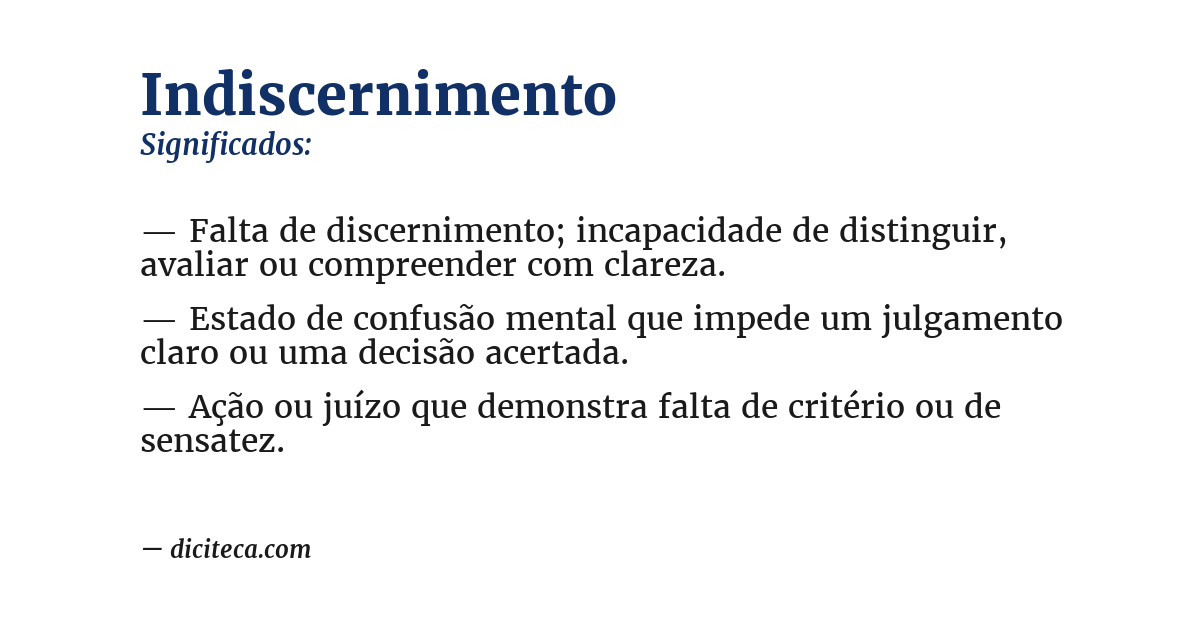 Significado de indiscernimento