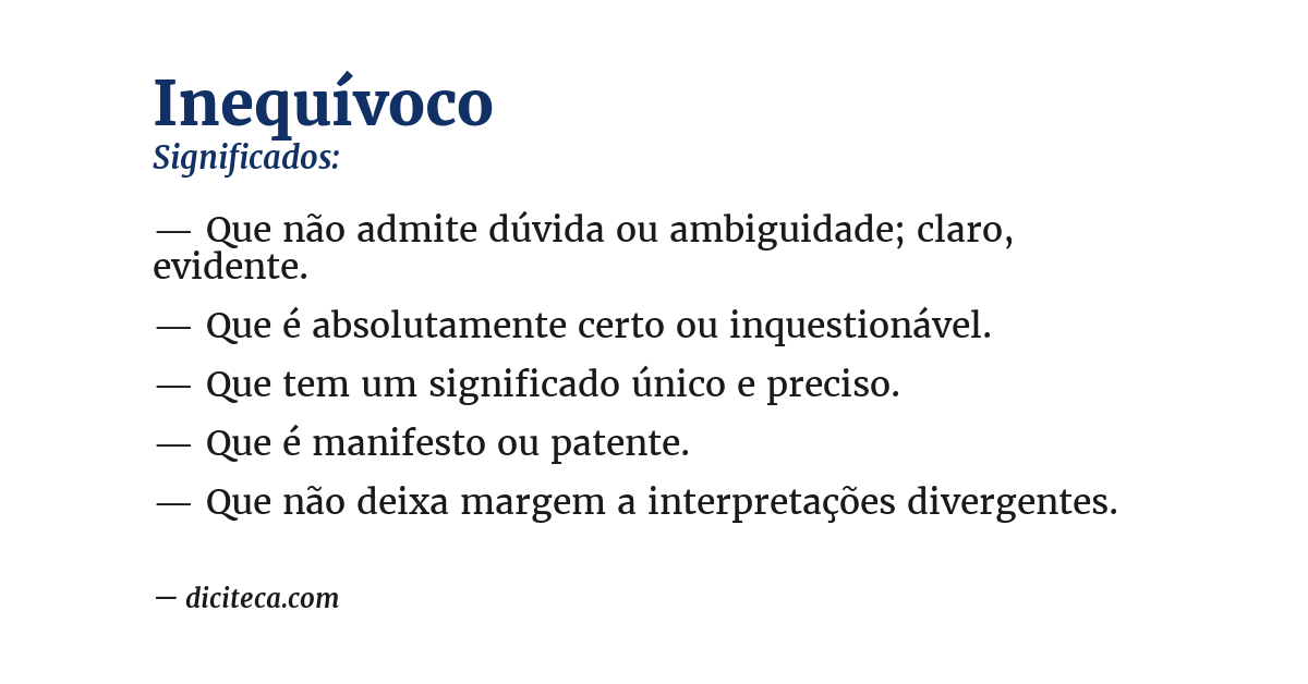 Significado de inequívoco