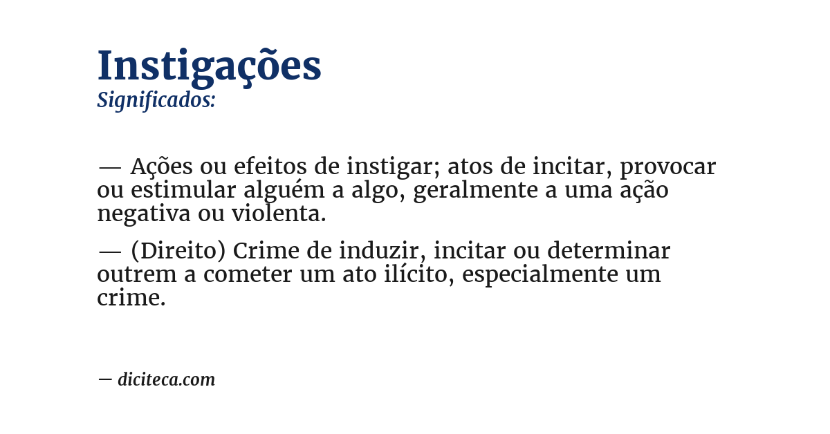 Significado de instigações