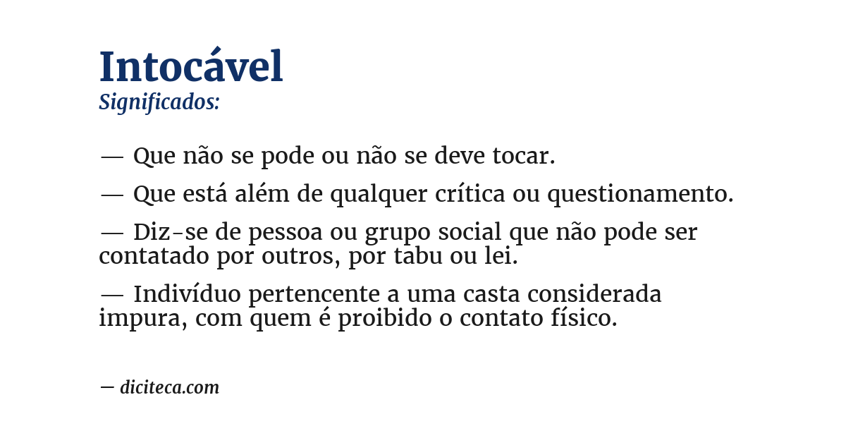 Significado de intocável
