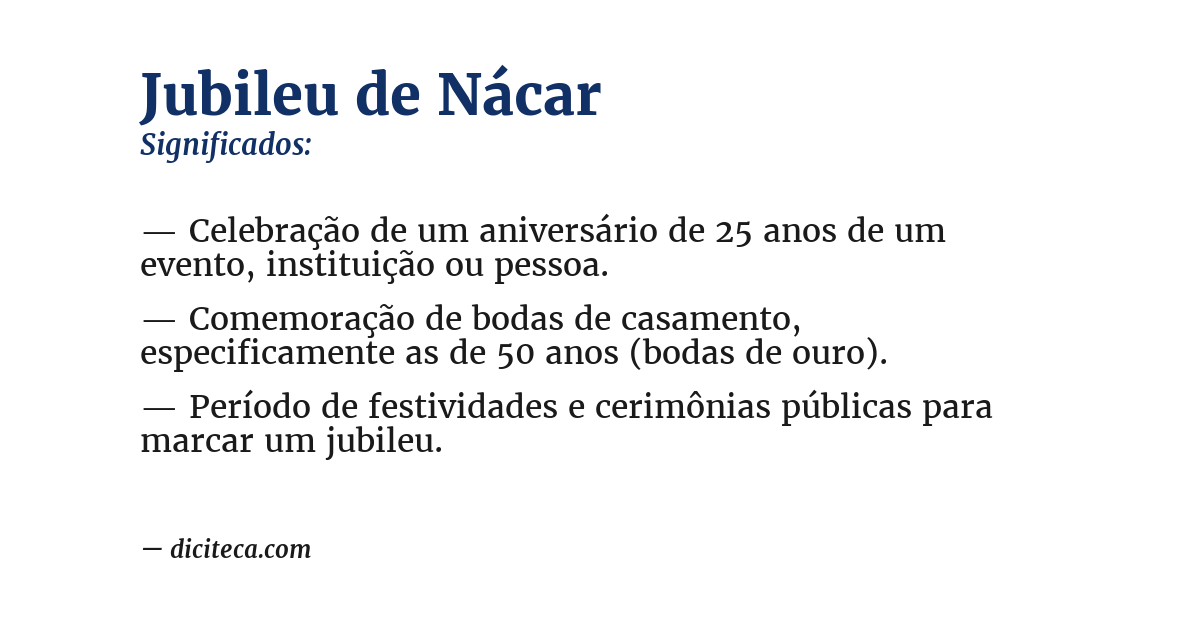 Significado de jubileu de nácar