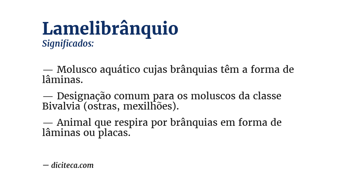 Significado de lamelibrânquio