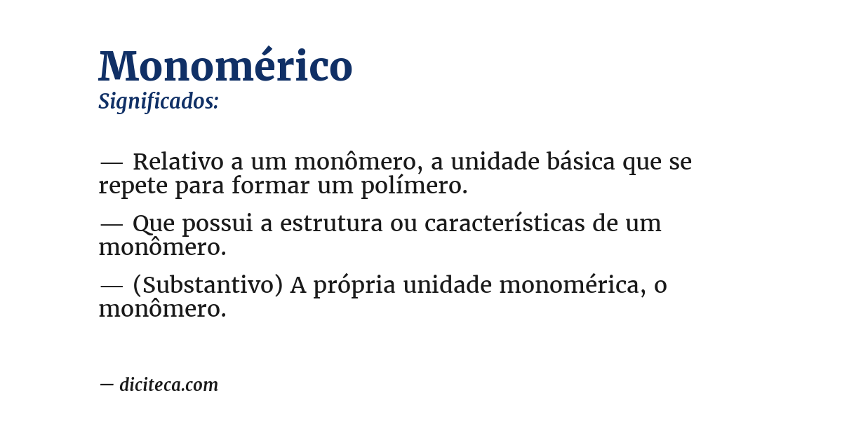 Significado de monomérico