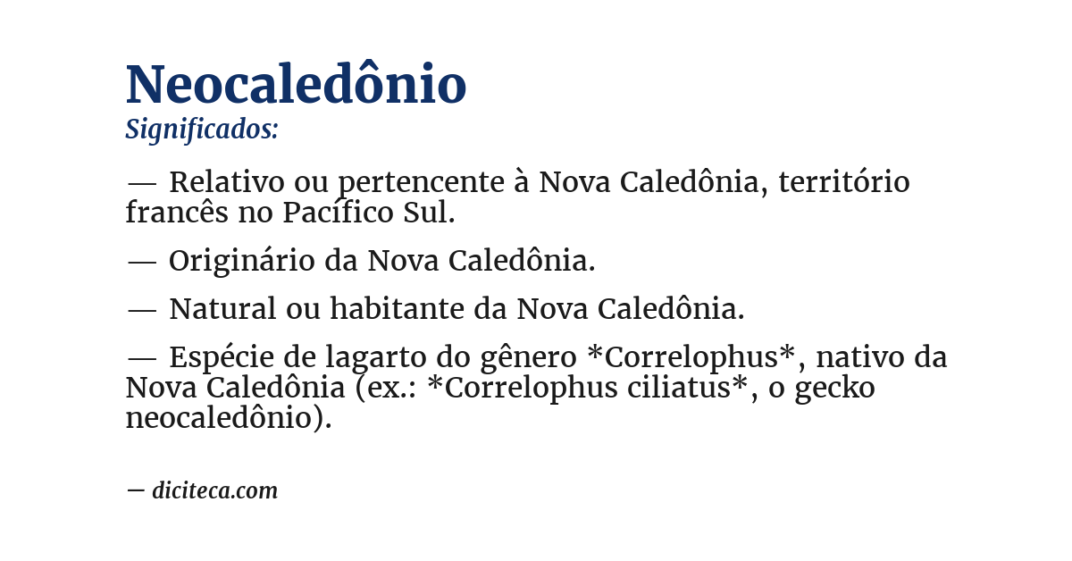 Significado de neocaledônio