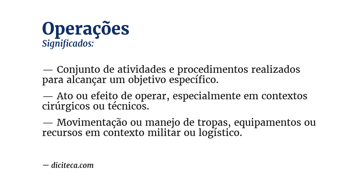 Significado de operações