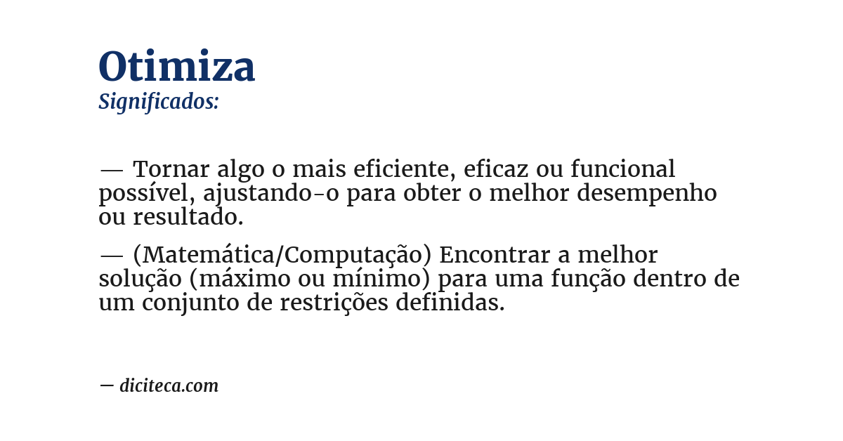 Significado de otimiza