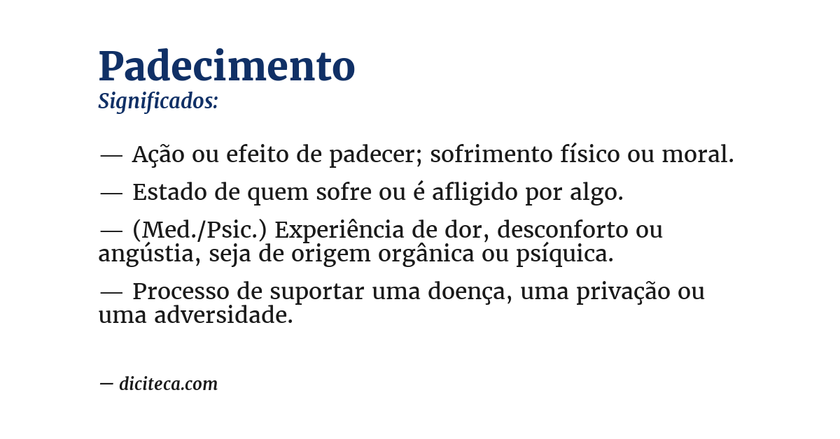 Significado de padecimento