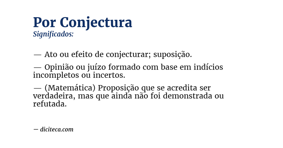 Significado de por conjectura