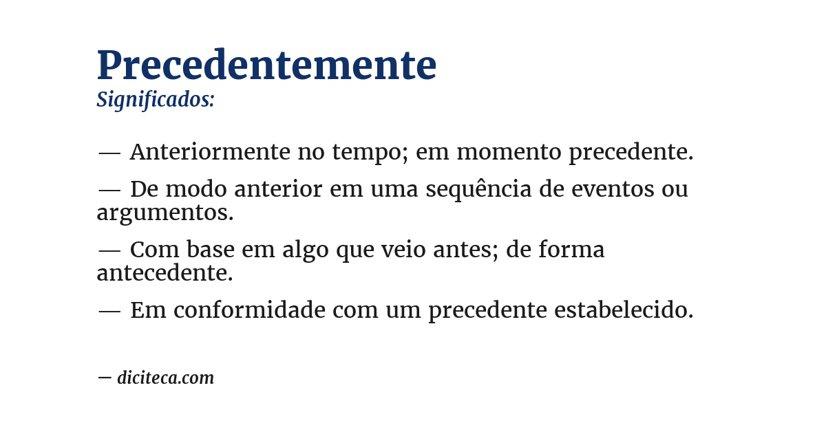 Significado de precedentemente