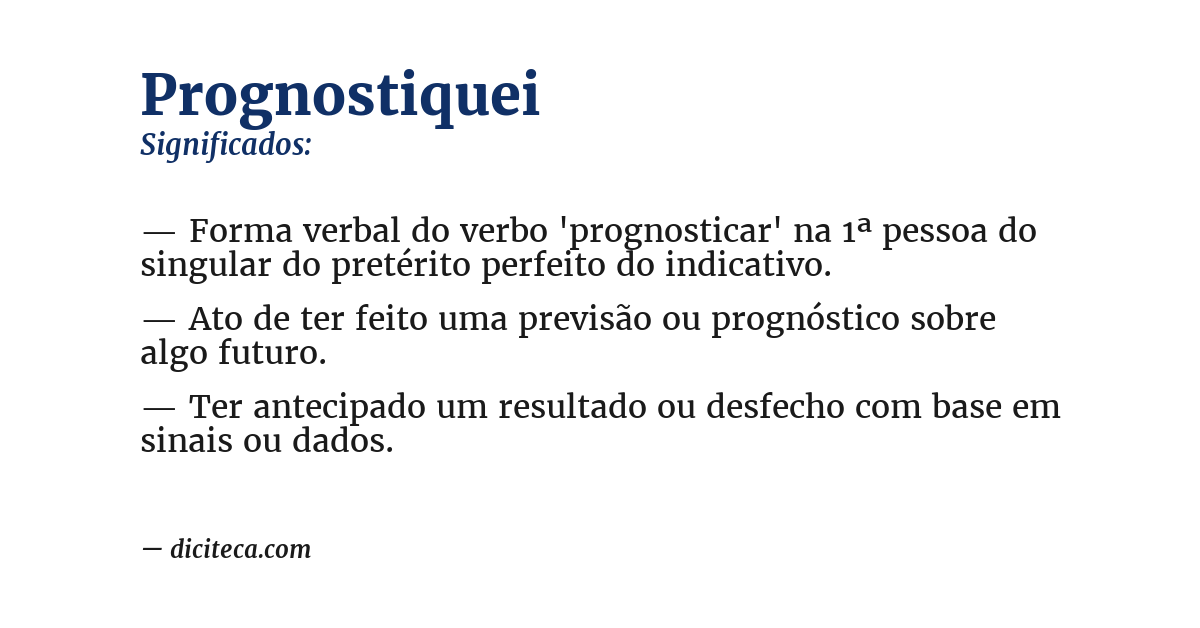 Significado de prognostiquei