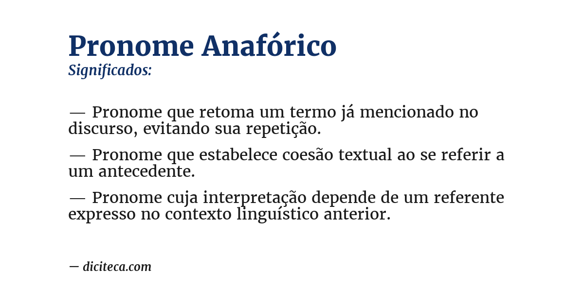 Significado de pronome anafórico