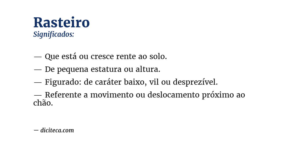 Significado de rasteiro