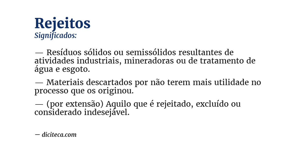 Significado de rejeitos