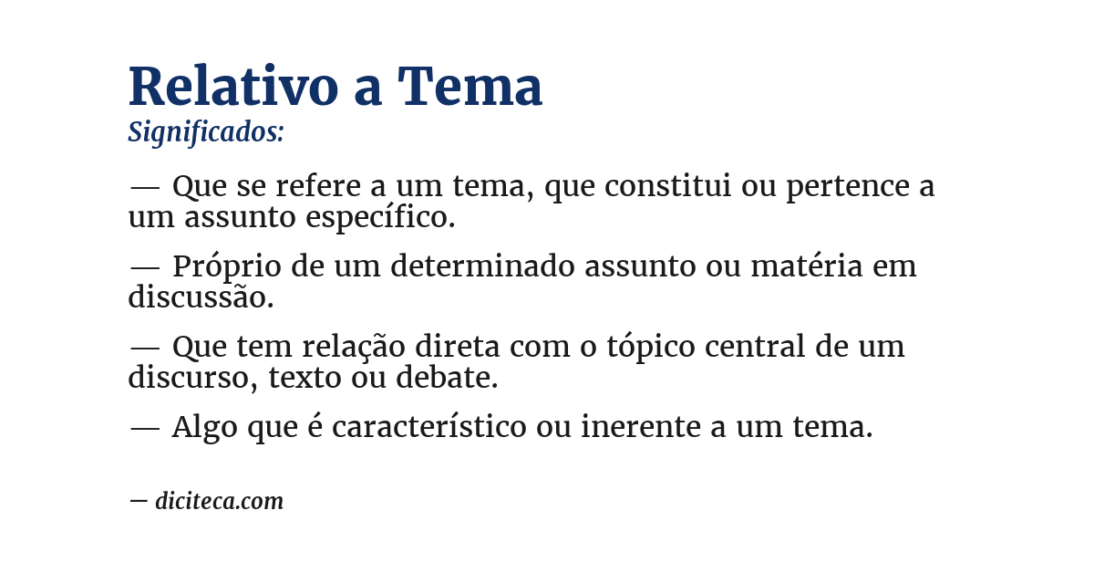 Significado de relativo a tema