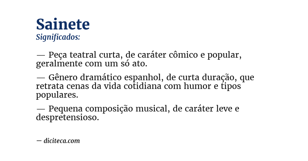 Significado de sainete