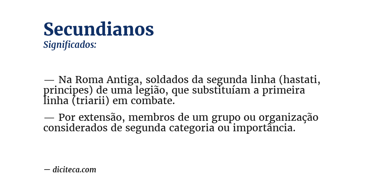 Significado de secundianos