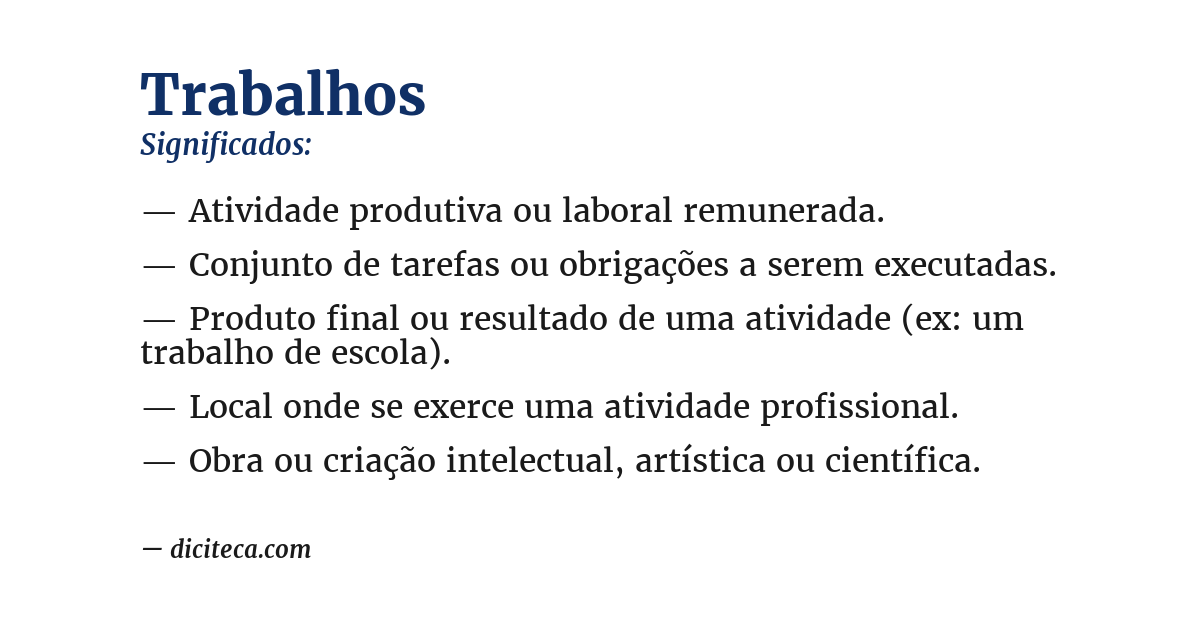 Significado de trabalhos