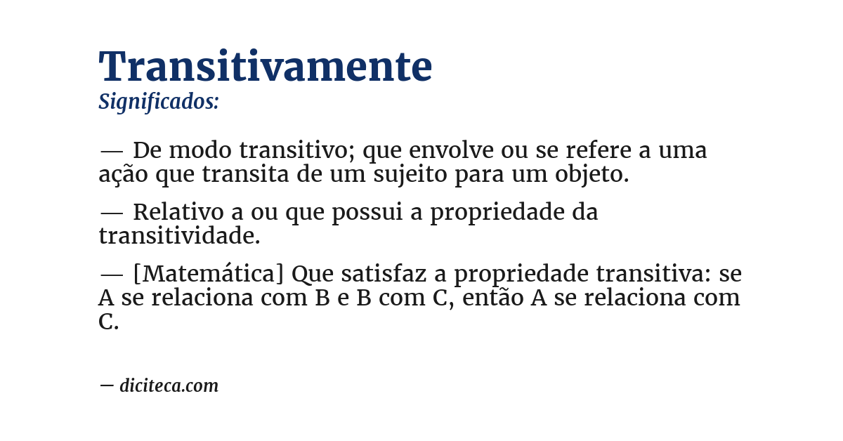Significado de transitivamente