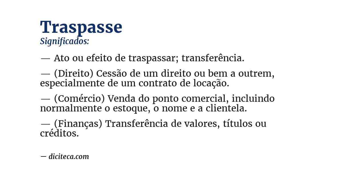 Significado de traspasse