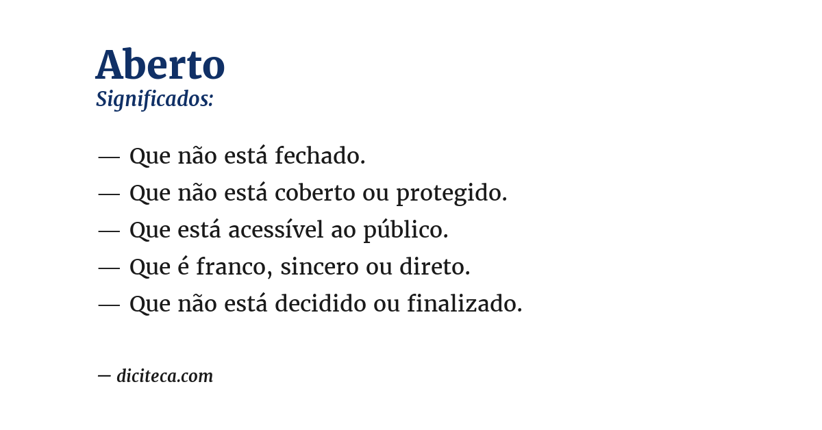 Significado de aberto