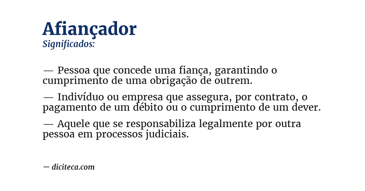 Significado de afiançador